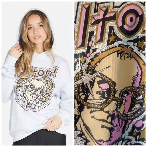 Lauren Moshi CRYSTAL Harmony Elton John hoodie - Picture 1 of 10